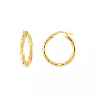 Slim Tubular Gold Hoop Earrings (25 mm)
