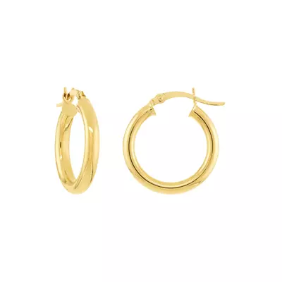 Slim Tubular Gold Hoop Earrings (20 mm)