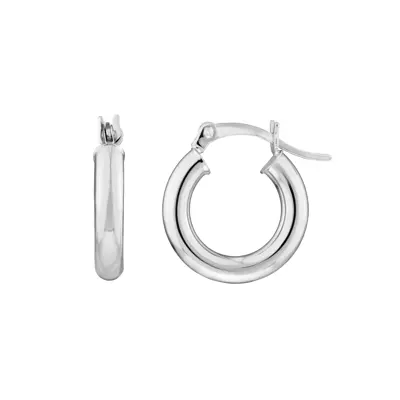 Slim Tubular Gold Hoop Earrings (15 mm)