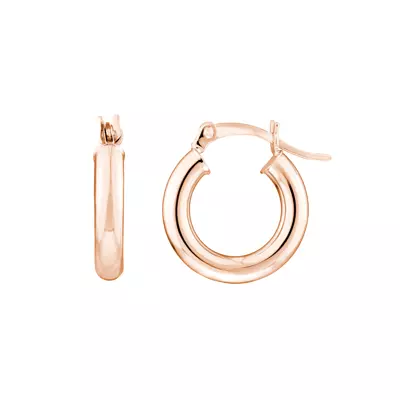 Slim Tubular Gold Hoop Earrings (15 mm)