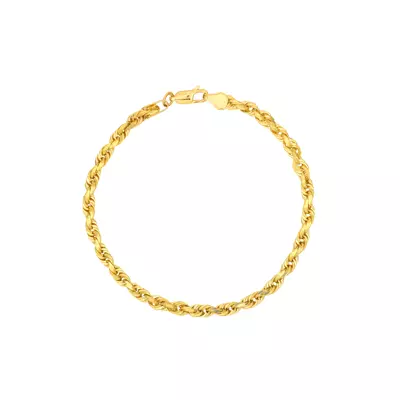 Rope Chain Gold Bracelet (4.4mm, 8 inches)