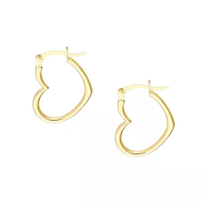 Open Heart Gold Hoop Earrings