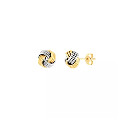 Diamond Earrings Interwoven Two-Tone Gold Stud earrings