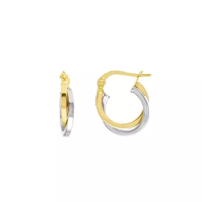 Double Hoop Two-Tone Gold Earrings