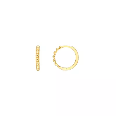 Beaded Dome Gold Huggie Earrings