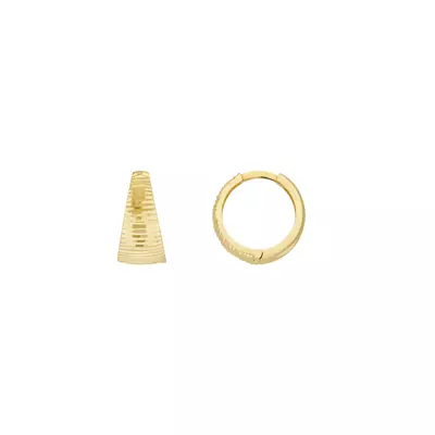Textured Tapered Reversible Gold Hoop Earrings