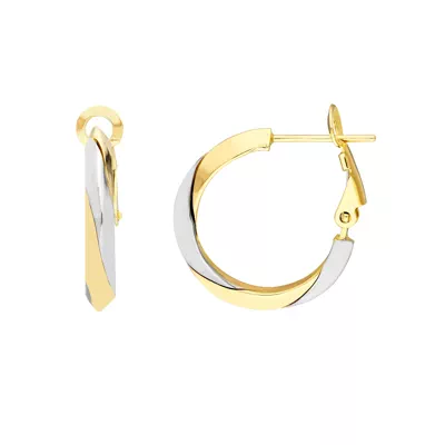 Two-Tone Knife-Edge Gold Hoop Earrings
