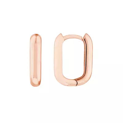 Bold Rectangular Gold Huggie Earrings