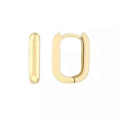 Bold Rectangular Gold Huggie Earrings