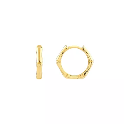 Bamboo Link Gold Hoop Earrings