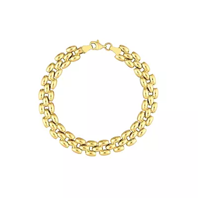 Triple Row Domed Link Gold Bracelet
