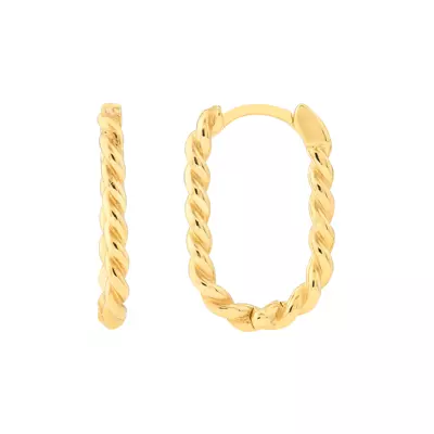 Oval Twist Gold Hoop Earrings