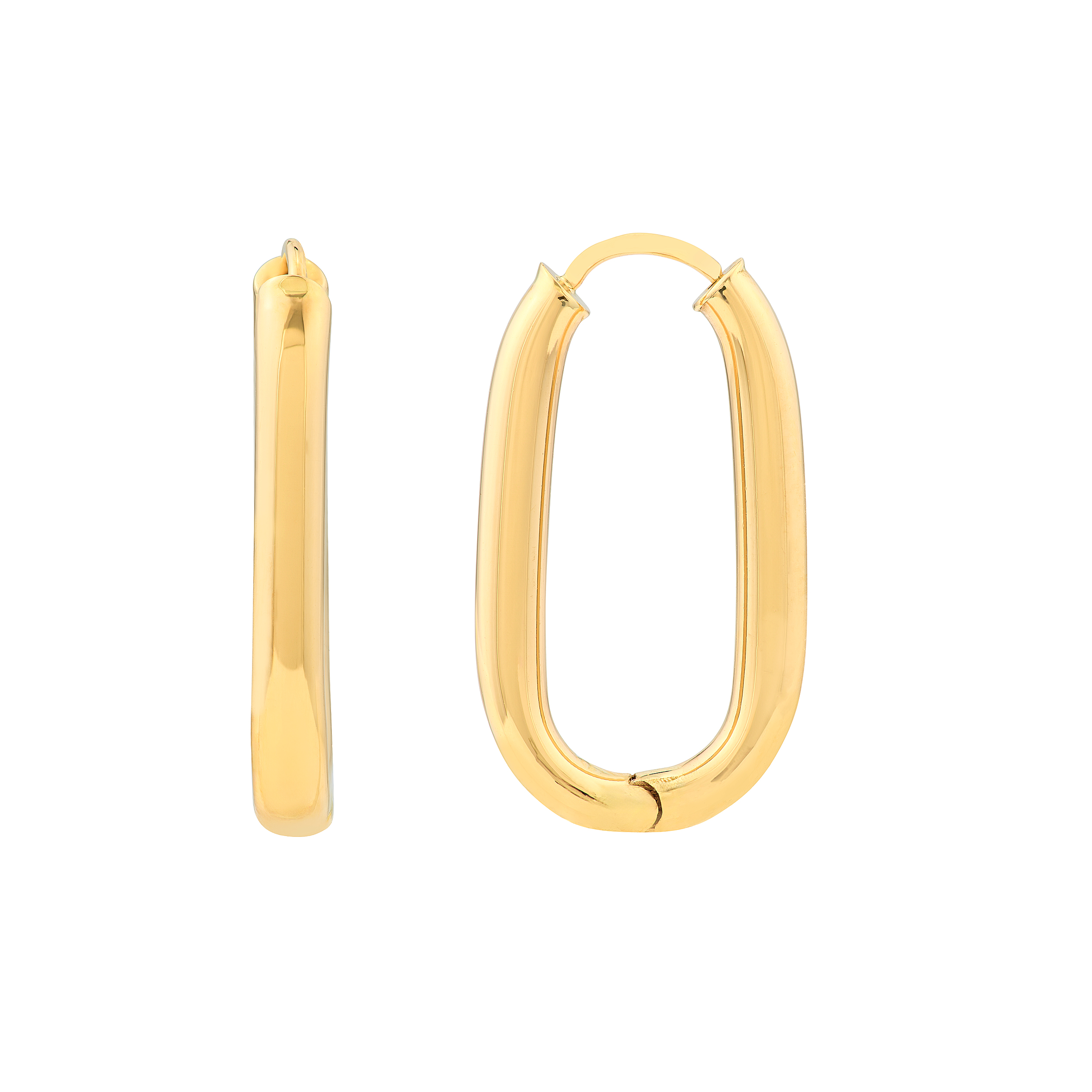 Elongated Oval Gold Hoop Earrings