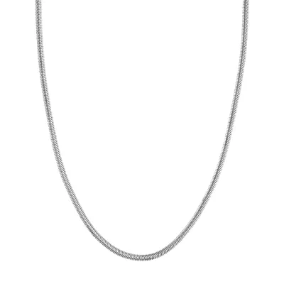 Flat Oval Snake Silver Necklace (3.4mm)