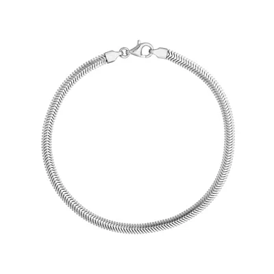 Flat Oval Snake Silver Bracelet (3.4mm)