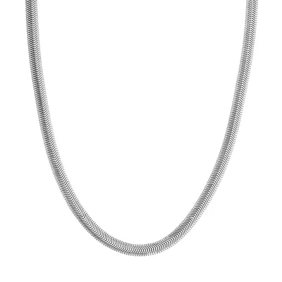 Flat Oval Snake Silver Necklace (6.4mm)