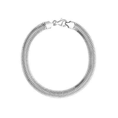 Flat Oval Snake Silver Bracelet (6.4mm)