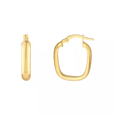 Puffed Square Gold Hoop Earrings