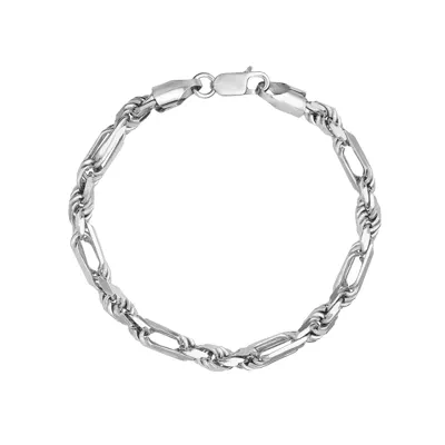 Twisted Figaro Silver Bracelet (7.25")