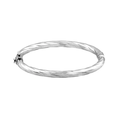 Twisted Oval Silver Bangle