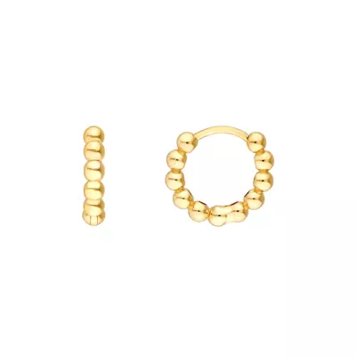 Beaded Orb Gold Huggie Earrings