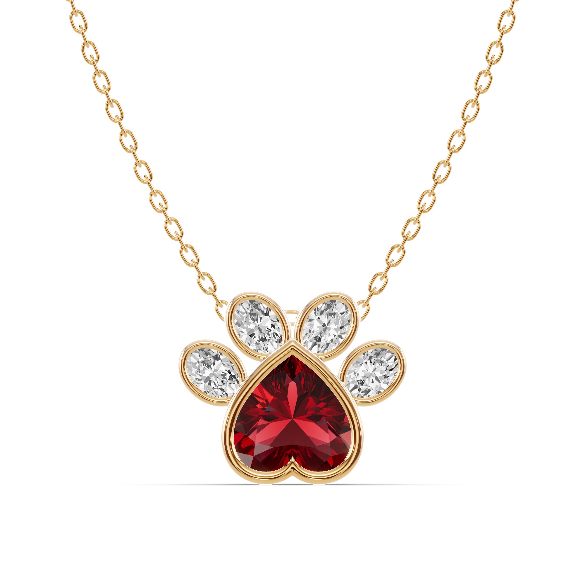 Bella Paw Garnet & Lab Diamond Necklace