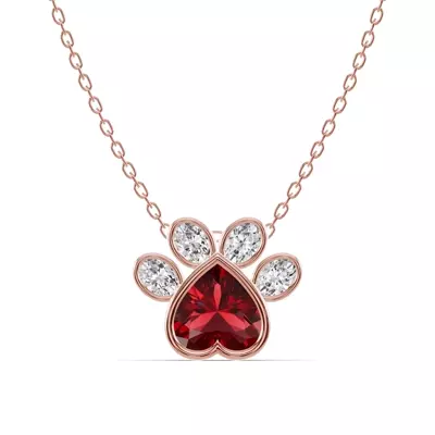 Bella Paw Garnet & Diamond Necklace