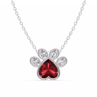 Bella Paw Garnet & Diamond Necklace