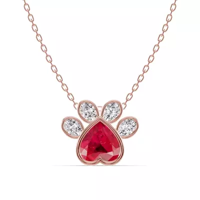 Bella Paw Ruby & Lab Diamond Necklace