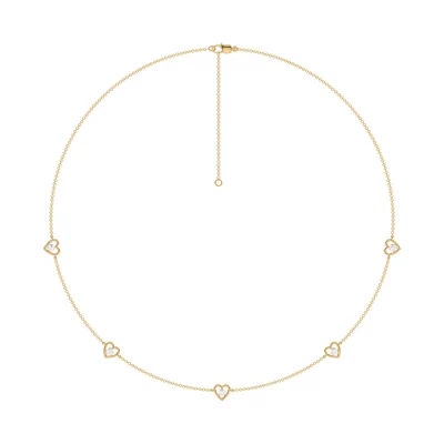 Heart Embrace Lab Diamond Five-Station Necklace