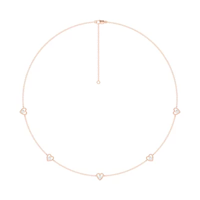 Heart Embrace Lab Diamond Five-Station Necklace