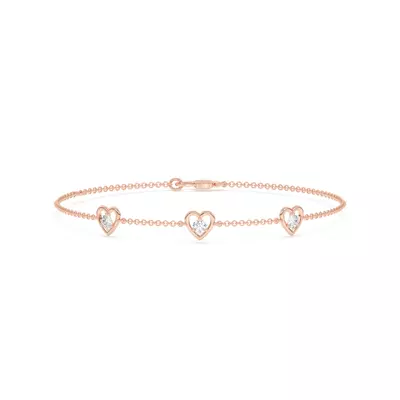 Heart Embrace Lab Diamond Three-Station Bracelet