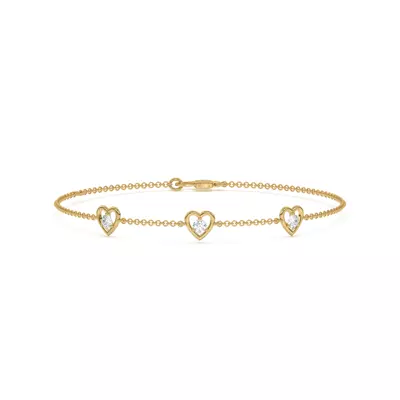 Heart Embrace Lab Diamond Three-Station Bracelet