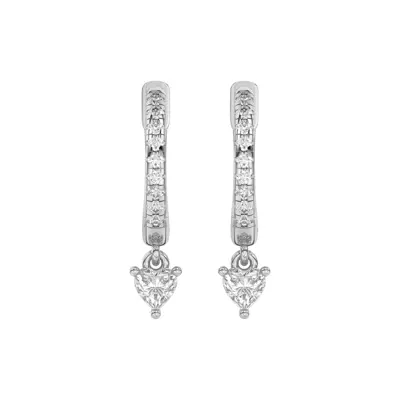 Heart Lab Diamond Drop Huggie Earrings