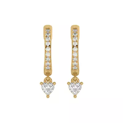 Heart Lab Diamond Drop Huggie Earrings