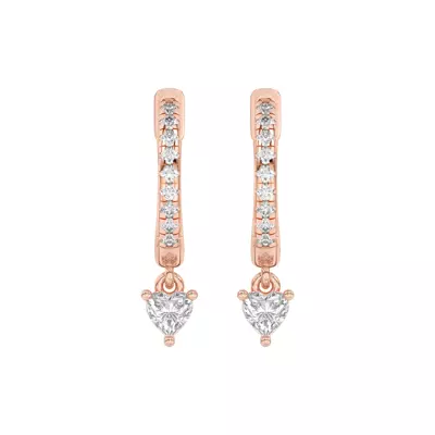 Heart Lab Diamond Drop Huggie Earrings