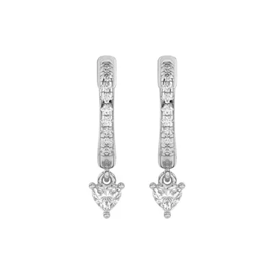 Heart Lab Diamond Drop Huggie Earrings