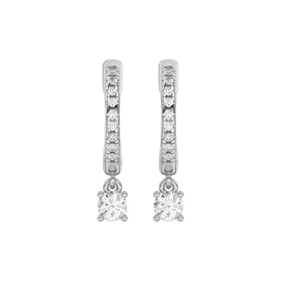 Round Lab Diamond Drop Huggie Earrings