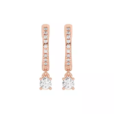 Round Lab Diamond Drop Huggie Earrings