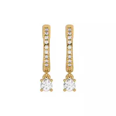 Round Lab Diamond Drop Huggie Earrings