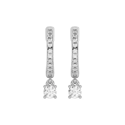Round Lab Diamond Drop Huggie Earrings