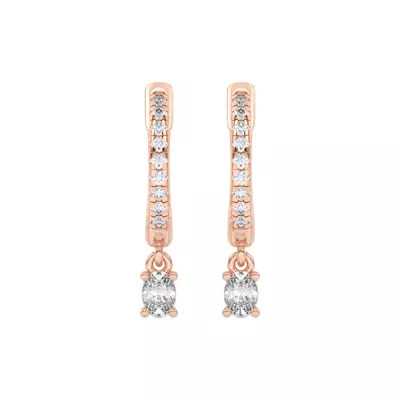 Oval Lab Diamond Drop Huggie Earrings