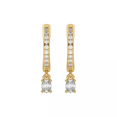 Oval Lab Diamond Drop Huggie Earrings