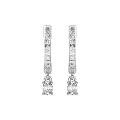 Oval Lab Diamond Drop Huggie Earrings