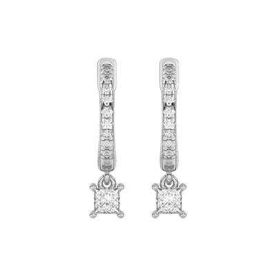 Princess-Cut Lab Diamond Drop Huggie Earrings