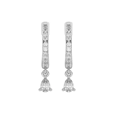 Pear-Shaped Lab Diamond Drop Huggie Earrings