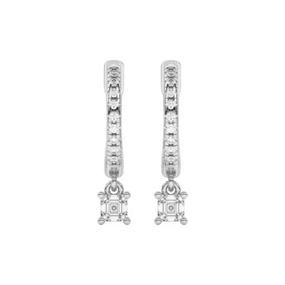 Asscher-Cut Lab Diamond Drop Huggie Earrings