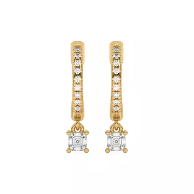 Asscher-Cut Lab Diamond Drop Huggie Earrings