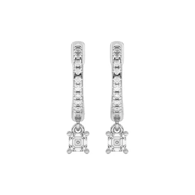 Asscher-Cut Lab Diamond Drop Huggie Earrings