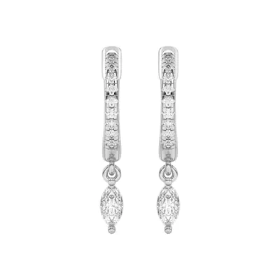 Marquise Lab Diamond Drop Huggie Earrings